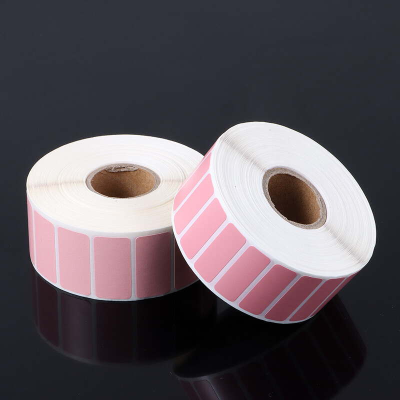 1 ролка самозалепващи се квадратни термични стикери Розово бял цвят Директен термичен етикет Многоцветни офис консумативи Етикети с етикети с имена