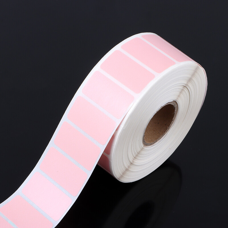 1 ролка самозалепващи се квадратни термични стикери Розово бял цвят Директен термичен етикет Многоцветни офис консумативи Етикети с етикети с имена