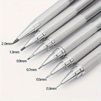 6τμχ/σετ 0,3mm 0,5mm 0,7mm 0,9mm 1,3mm 2,0mm Mechanical Pencils Set Metal Art Painting Pencil Σχολικά Γραφικά Είδη