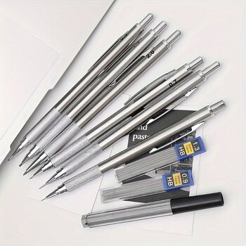 6τμχ/σετ 0,3mm 0,5mm 0,7mm 0,9mm 1,3mm 2,0mm Mechanical Pencils Set Metal Art Painting Pencil Σχολικά Γραφικά Είδη