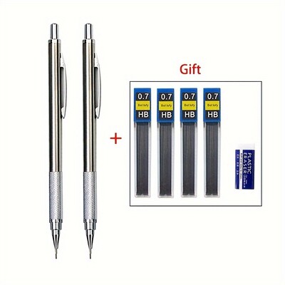 6kom/set 0,3 mm 0,5 mm 0,7 mm 0,9 mm 1,3 mm 2,0 mm Set mehaničkih olovaka Metalna umjetnička olovka za slikanje Uredski školski pribor za pisanje