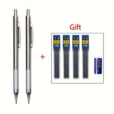 6kom/set 0,3 mm 0,5 mm 0,7 mm 0,9 mm 1,3 mm 2,0 mm Set mehaničkih olovaka Metalna umjetnička olovka za slikanje Uredski školski pribor za pisanje
