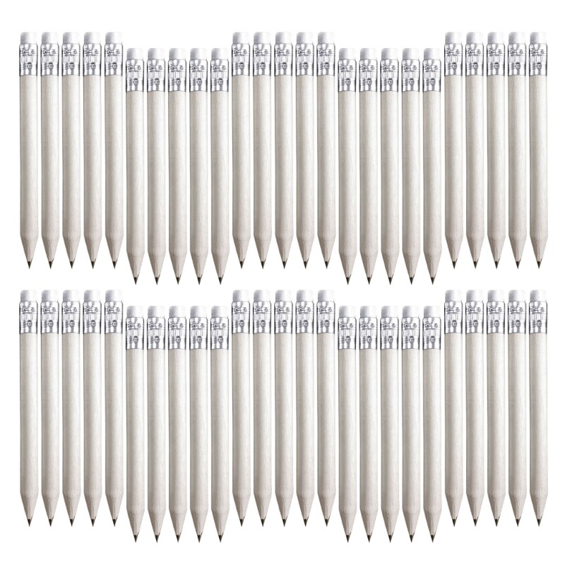 DXAB 50Pcs Мини моливи Моливи за голф HB Комплект моливи с гумички, Училищен молив за деца Училищна маркировка