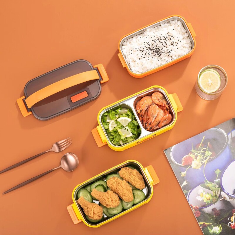 Cutie de prânz cu izolație multistrat, cu rață galbenă din oțel inoxidabil 304 Bento, pentru copii, adulți, recipient portabil pentru alimente rezistente la scurgeri