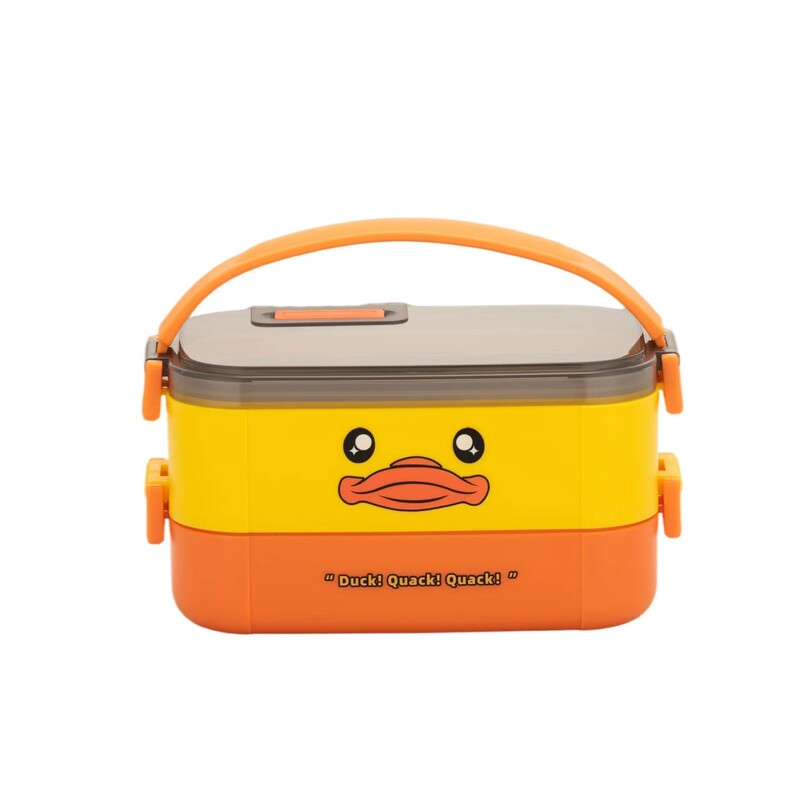 Cutie de prânz cu izolație multistrat, cu rață galbenă din oțel inoxidabil 304 Bento, pentru copii, adulți, recipient portabil pentru alimente rezistente la scurgeri