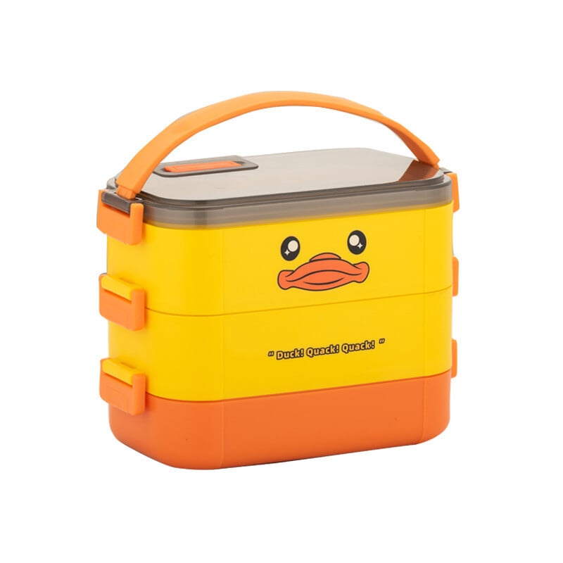Cutie de prânz cu izolație multistrat, cu rață galbenă din oțel inoxidabil 304 Bento, pentru copii, adulți, recipient portabil pentru alimente rezistente la scurgeri