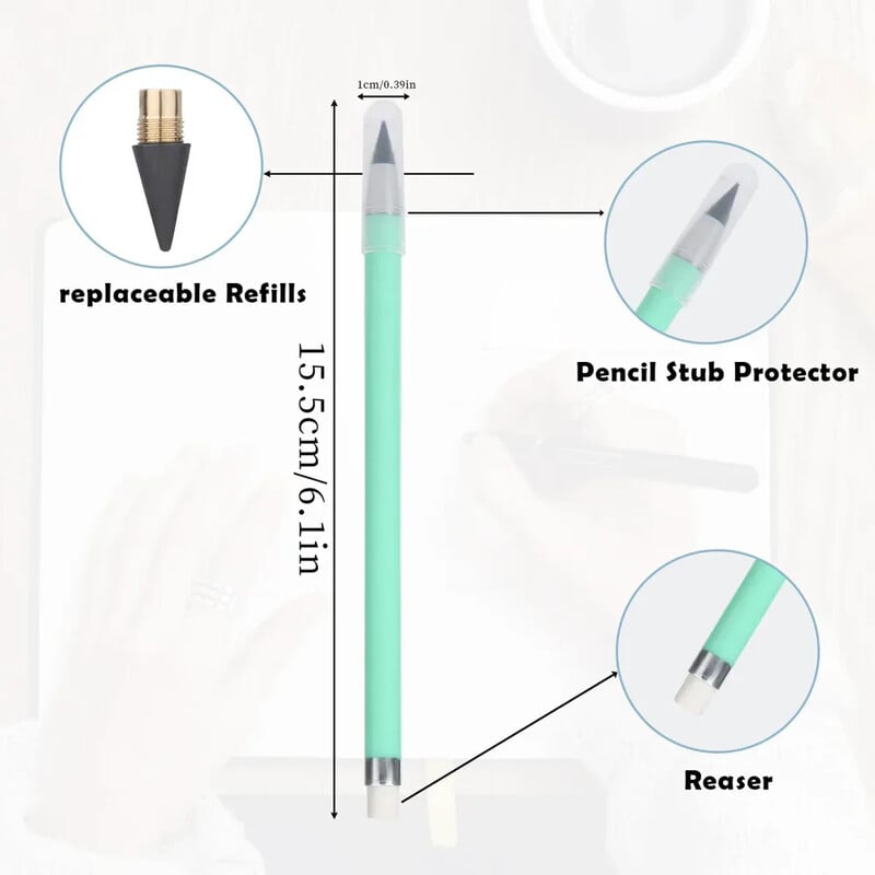 6/12/18 buc Creion fără cerneală, Creion pentru totdeauna Reutilizabil Veșnic Nelimitat Creion Scriere Desen Studenți Rechizite școlare de birou