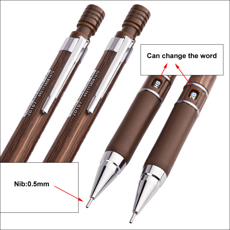 0,5 mm 2B/HB olovo, plastična drvena zrna, mehanička olovka, automatska olovka, crna, šareno punjenje, pokretna olovka za pisanje, crtanje