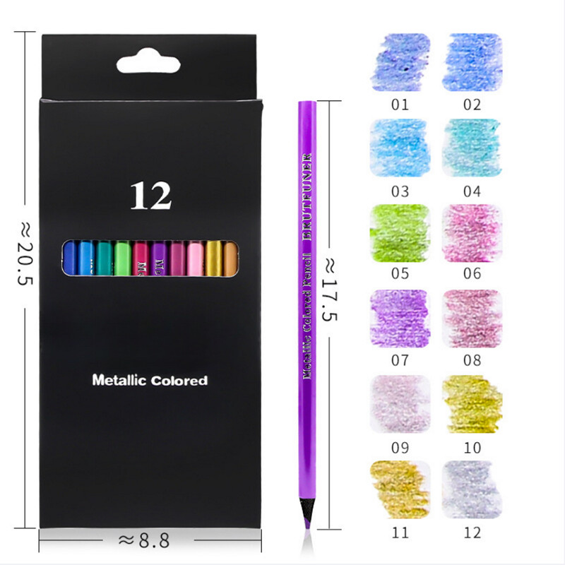 12 creioane colorate metalice colorate set de desen pentru pictură Creioane colorate pentru profesie Rechizite de artă pentru artist