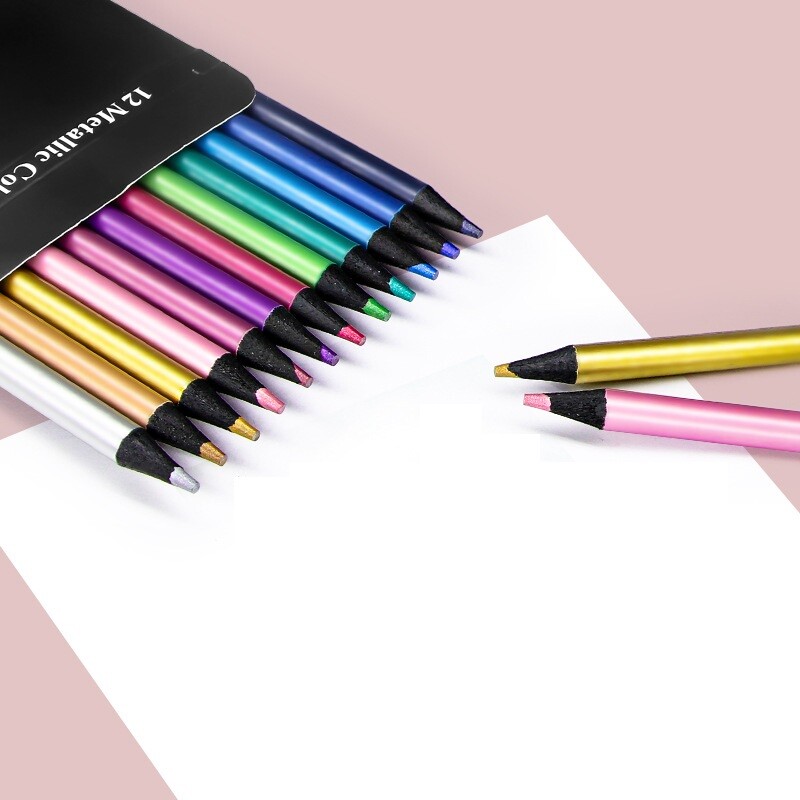 12 creioane colorate metalice colorate set de desen pentru pictură Creioane colorate pentru profesie Rechizite de artă pentru artist