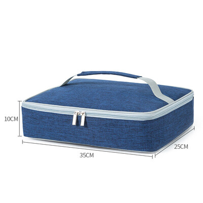 Sac de prânz portabil din pânză Oxford dreptunghiulară, de capacitate mare, pentru picnic, Bento pentru alimente, cu izolare termică, recipient pentru depozitare.