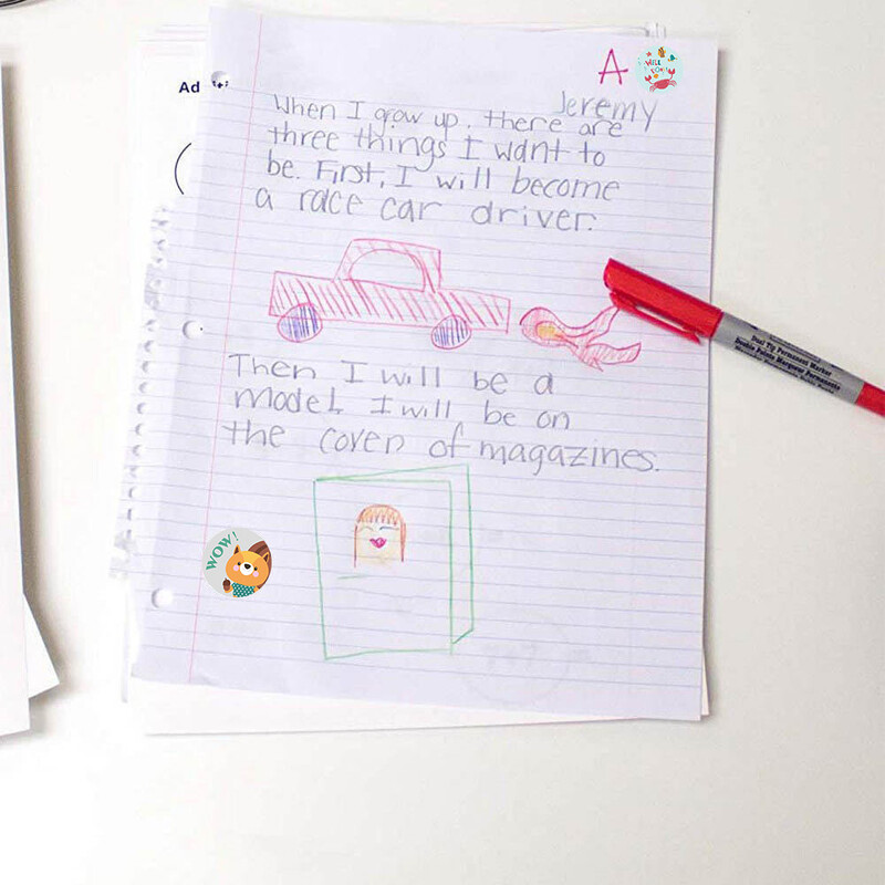 50-500 tk ümmargused auhinnad julgustavad mustriga kleebised, lasteaiaõpetajate koomiksid käsitsi joonistatud armsad loomade pitseerimiskleebised