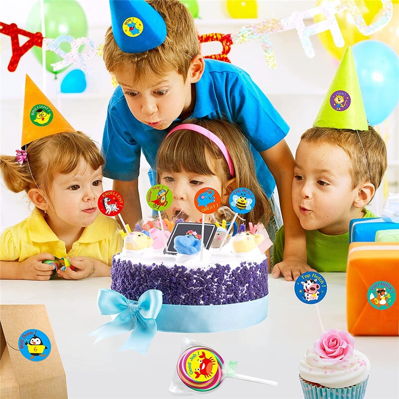 500 de bucăți autocolante de recompensă cu animale drăguțe pentru copii, profesor, încurajarea elevilor, jocuri, etichete de jucărie, sigilare, articole de papetărie, autocolante