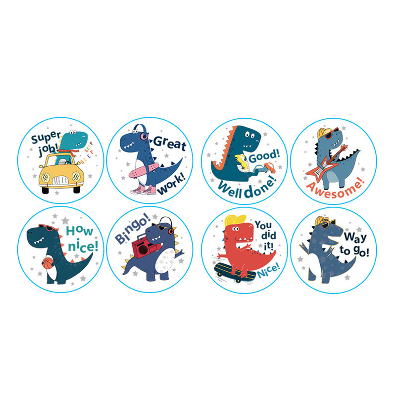 100–500 tk. Dinosauruste loomade koomiksikleebised lastele Klassikaliste mänguasjade kleebis Auhinnakleebis Kingi kaunistuse etikett Kirjatarbed