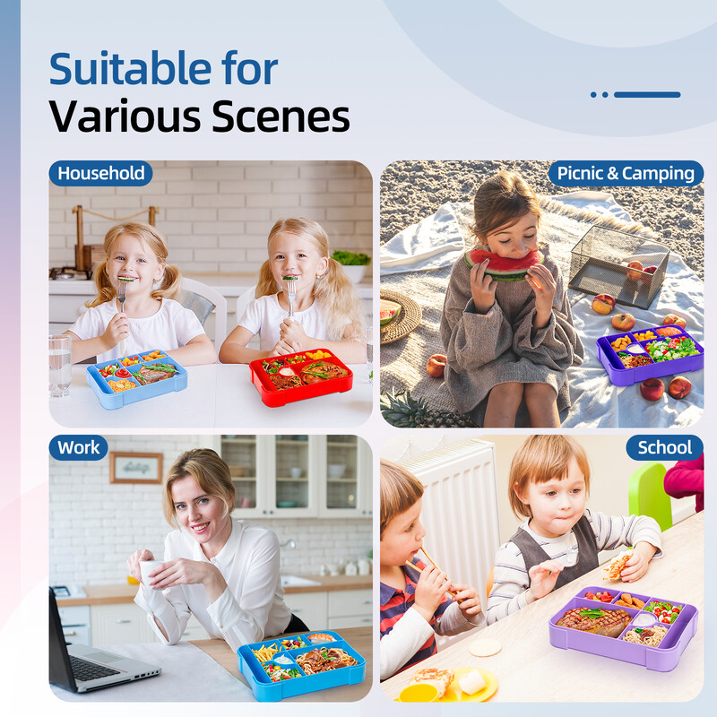 Lunch Box Bento pentru copii Bento Box Student sigilat în compartimente Cutii cu salată de fructe Cutie de prânz pentru copii mici pentru grădiniță sau școală
