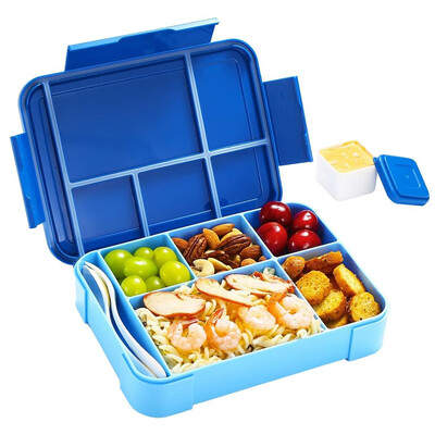Cutie Bento portabilă cu furculiță și lingură Studenți, birou, școală, cuptor cu microunde, cutie de prânz, recipient pentru depozitarea alimentelor de 1300 ml cu cutie de sos