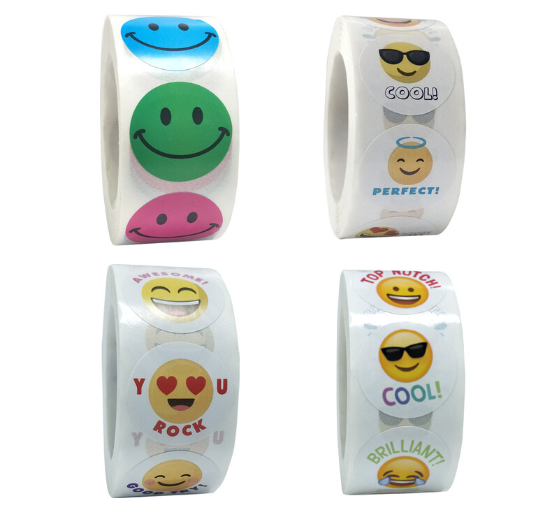 Autocolante 500 buc/rolă Autocolant de recompensă pentru încurajarea feței Etichetă autocolante de decorare jucărie pentru copii