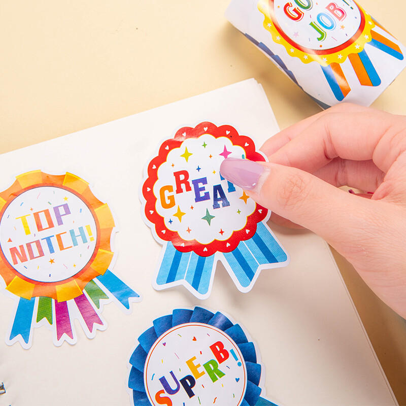 100-500 de bucăți medalie de desene animate pentru copii încurajează autocolant de premiu treaba grozavă/bună pentru copii autocolant de recompensă pentru profesori papetărie pentru copii