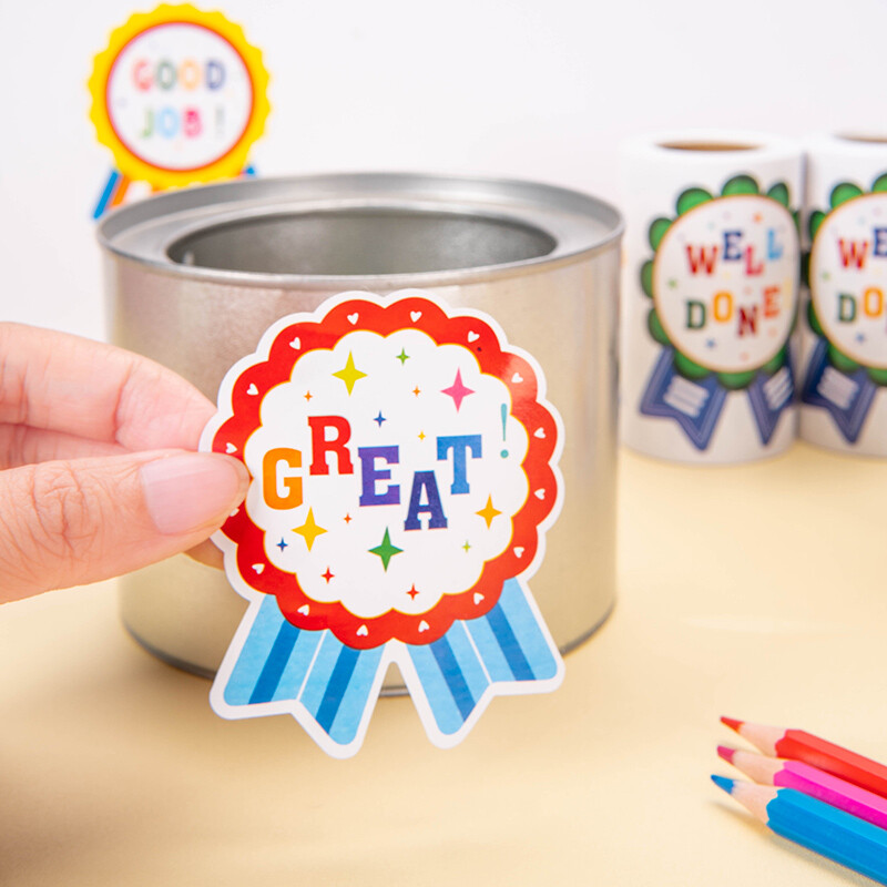 100-500 de bucăți medalie de desene animate pentru copii încurajează autocolant de premiu treaba grozavă/bună pentru copii autocolant de recompensă pentru profesori papetărie pentru copii