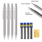 Haile kvaliteetne täismetallist mehaaniline pliiats 0,3/0,5/0,7/0,9 mm professionaalne maalimine, kirjutamine koolitarbed kirjatarbed