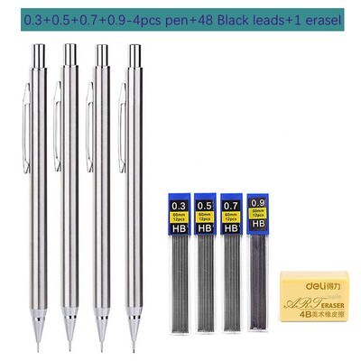 Haile kvaliteetne täismetallist mehaaniline pliiats 0,3/0,5/0,7/0,9 mm professionaalne maalimine, kirjutamine koolitarbed kirjatarbed