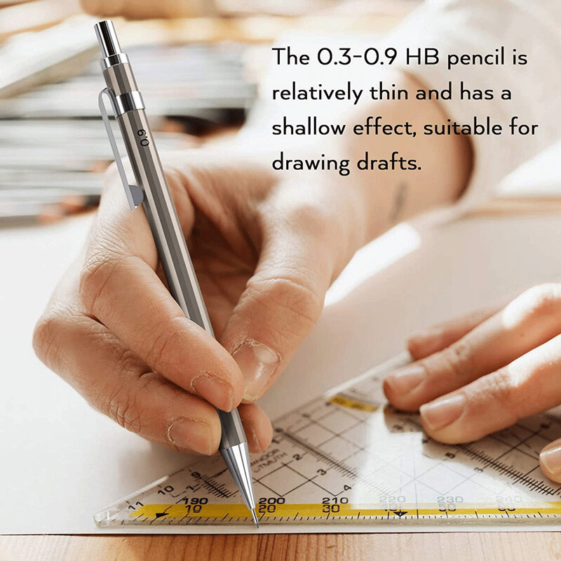 Haile kvaliteetne täismetallist mehaaniline pliiats 0,3/0,5/0,7/0,9 mm professionaalne maalimine, kirjutamine koolitarbed kirjatarbed