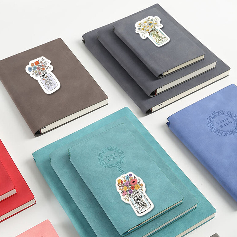 500 komada crtanih naljepnica s biljkama u rolama vaze s duginim cvijećem za Ledger grafite Vodootporne samoljepljive naljepnice