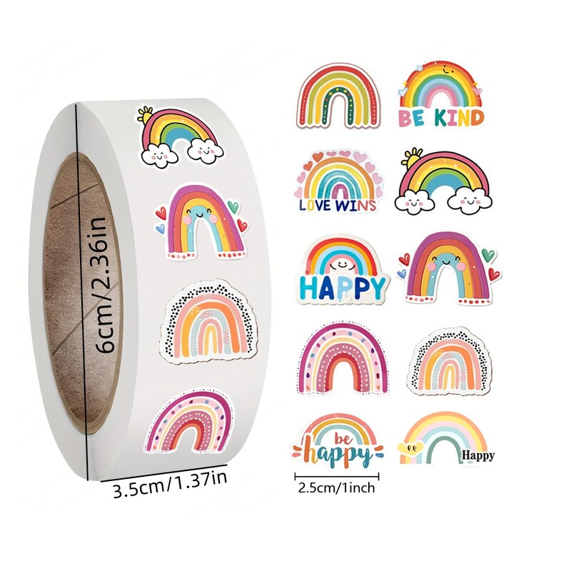 500 komada crtanih naljepnica s biljkama u rolama vaze s duginim cvijećem za Ledger grafite Vodootporne samoljepljive naljepnice