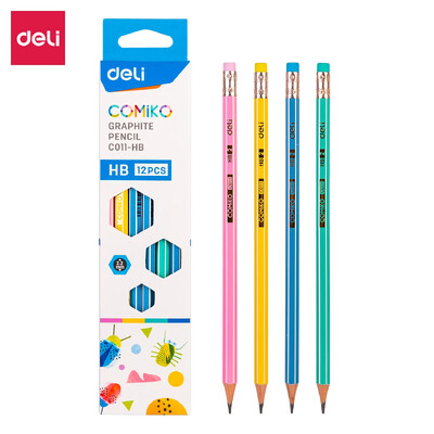 Deli Creioane din grafit pentru școală 12 buc/cutie HB/2B obișnuit creion desen creion colorat set creioane cu radiere pentru copii EC011