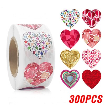 100-500 buc Autocolant de inimă de Ziua Îndrăgostiților de culoare Ziua Îndrăgostiților Autocolant de sigiliu de ambalaj de cadou de aniversare Autocolant de decorare pentru invitații de petrecere Etichetă de coacere