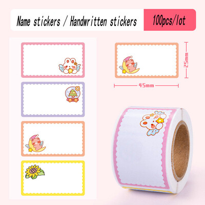 Autocolant cu nume de desene animate Identificarea etichetei cupa cu apă scrisă de mână cu etichete autoadezive Autocolante cu semnătură de clasificare DIY