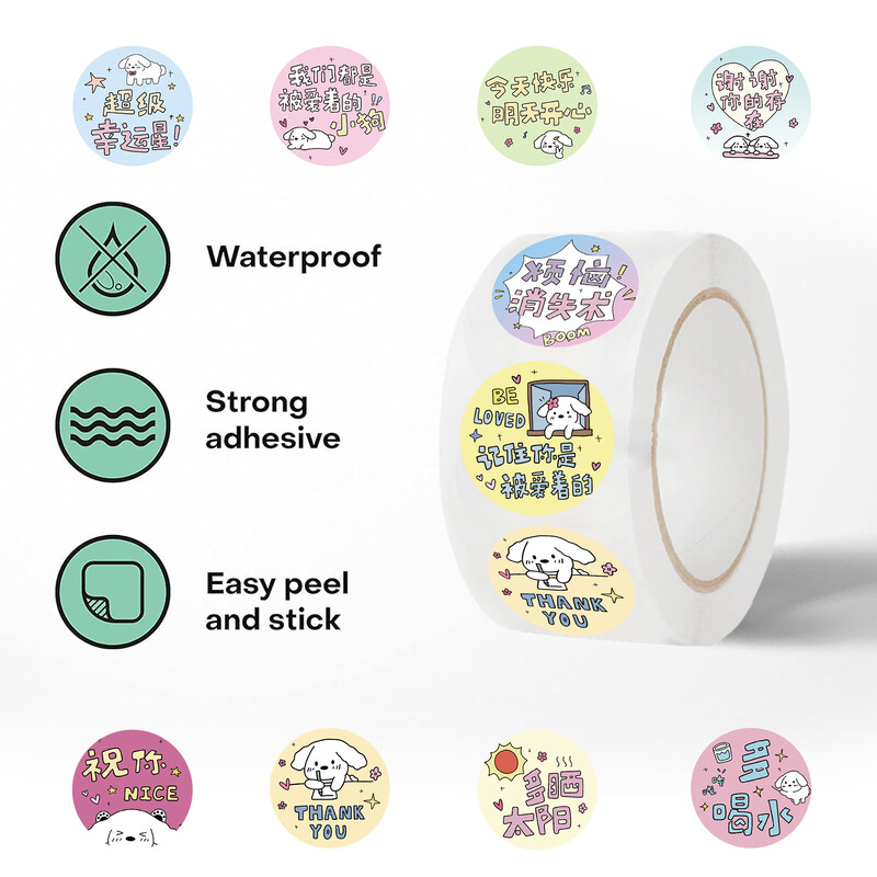 500 de bucăți autocolante pentru câini cu animale din desene animate pentru copii Autocolante pentru copii pentru grădiniță, autocolante inspiraționale pentru recompensă cu flori roșii