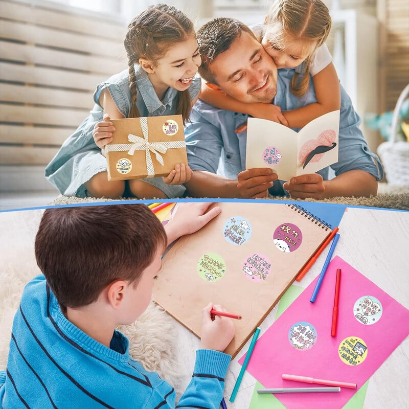 500 de bucăți autocolante pentru câini cu animale din desene animate pentru copii Autocolante pentru copii pentru grădiniță, autocolante inspiraționale pentru recompensă cu flori roșii