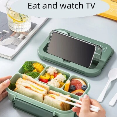 Φορητή θήκη για μεσημεριανό γεύμα 1300ML Kids Students Office Bento Box με πιρούνι και κουτάλι Δοχείο αποθήκευσης τροφίμων σε φούρνο μικροκυμάτων