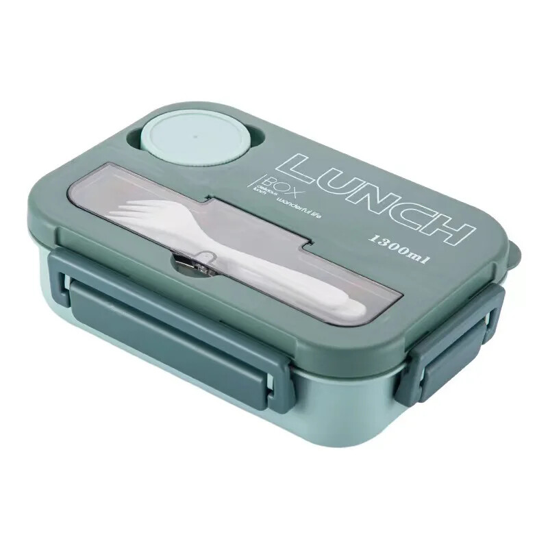 Kaasaskantav lõunasöögikarbi sahtel 1300 ml, õpilastele mõeldud kontori Bento kast kahvli ja lusikaga mikrolaineahjus toidu säilituskonteiner