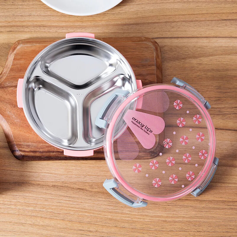 Koolipikniku toiduga puuviljad 3 restiga konteineri säilituskast Tervislikust plastikust roostevabast terasest toidukonteiner kaasaskantav lõunakarp