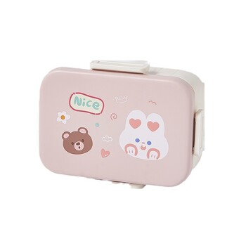 Cute Bento Lunch Box Σχολική θερμάστρα Φορητό πλαστικό δοχείο για μεσημεριανό γεύμα για παιδιά κορίτσια Ψωμί Σάντουιτς Φαγητό Θέρμανση