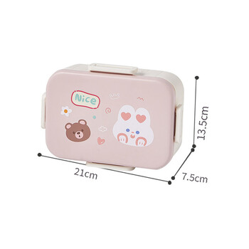 Cute Bento Lunch Box Σχολική θερμάστρα Φορητό πλαστικό δοχείο για μεσημεριανό γεύμα για παιδιά κορίτσια Ψωμί Σάντουιτς Φαγητό Θέρμανση