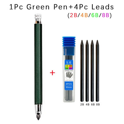 5,6 mm drvena umjetnička olovka za crtanje s 2B 4B 6B 8B olovom Učenici slikaju grafite Metalna mehanička olovka Slatki školski pribor