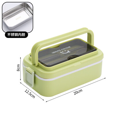 Suure mahutavusega roostevabast terasest kahekihiline lõunasöök õpilastele kontoritöötajate piknikule kaasaskantavad Bento toidu hoiukonteinerid