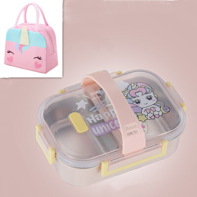 Κουτί φαγητού 700 ml από ανοξείδωτο ατσάλι 304 με λαβή με αντιδιαρροή φούρνο μικροκυμάτων Bento Box Student Kids δοχείο αποθήκευσης τροφίμων