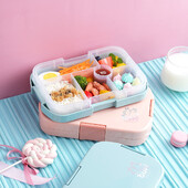 NOU Cutie de prânz portabilă Bento Box fără BPA Recipient de mâncare pentru picnic pentru copii Cutie de prânz sigilată cu grilă Cutie de prânz Cutie Bento pentru microunde
