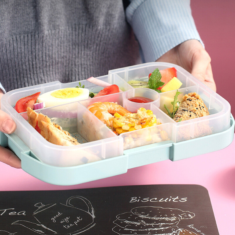 NOU Cutie de prânz portabilă Bento Box fără BPA Recipient de mâncare pentru picnic pentru copii Cutie de prânz sigilată cu grilă Cutie de prânz Cutie Bento pentru microunde