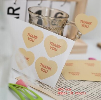 60 de bucăți autocolante de mulțumire 5*6 cm etichete adezive pentru afaceri mici pentru plic, petrecere de nuntă, pungă de ambalare pentru coacere