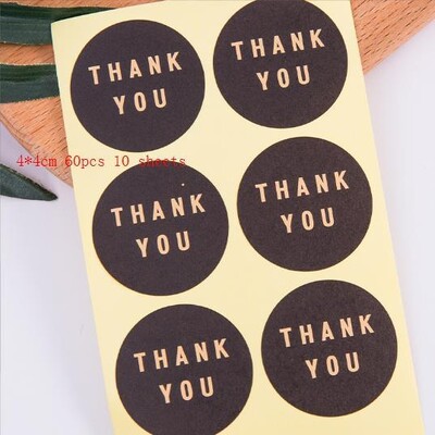 60 de bucăți autocolante de mulțumire 5*6 cm etichete adezive pentru afaceri mici pentru plic, petrecere de nuntă, pungă de ambalare pentru coacere