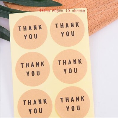 60 de bucăți autocolante de mulțumire 5*6 cm etichete adezive pentru afaceri mici pentru plic, petrecere de nuntă, pungă de ambalare pentru coacere