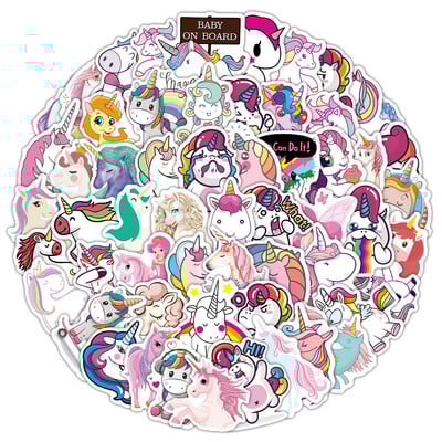 100 de coli autocolante drăguțe de desene animate unicorn pentru notebook skateboard chitară bagaje impermeabile desene decorative papetărie