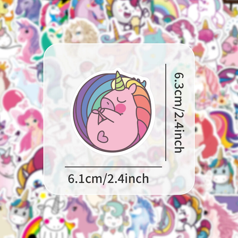 100 de coli autocolante drăguțe de desene animate unicorn pentru notebook skateboard chitară bagaje impermeabile desene decorative papetărie