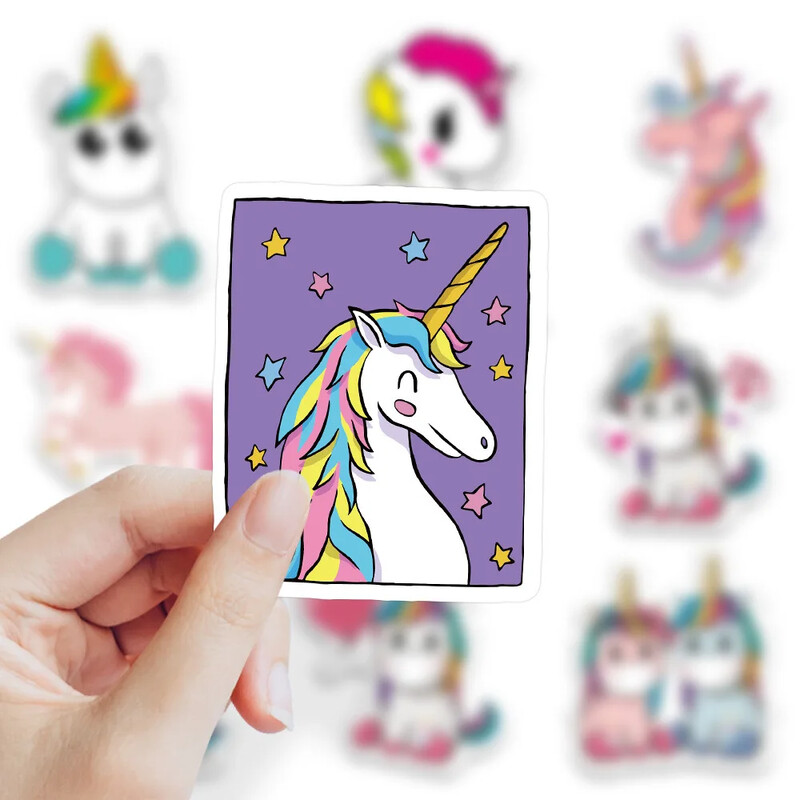 100 de coli autocolante drăguțe de desene animate unicorn pentru notebook skateboard chitară bagaje impermeabile desene decorative papetărie