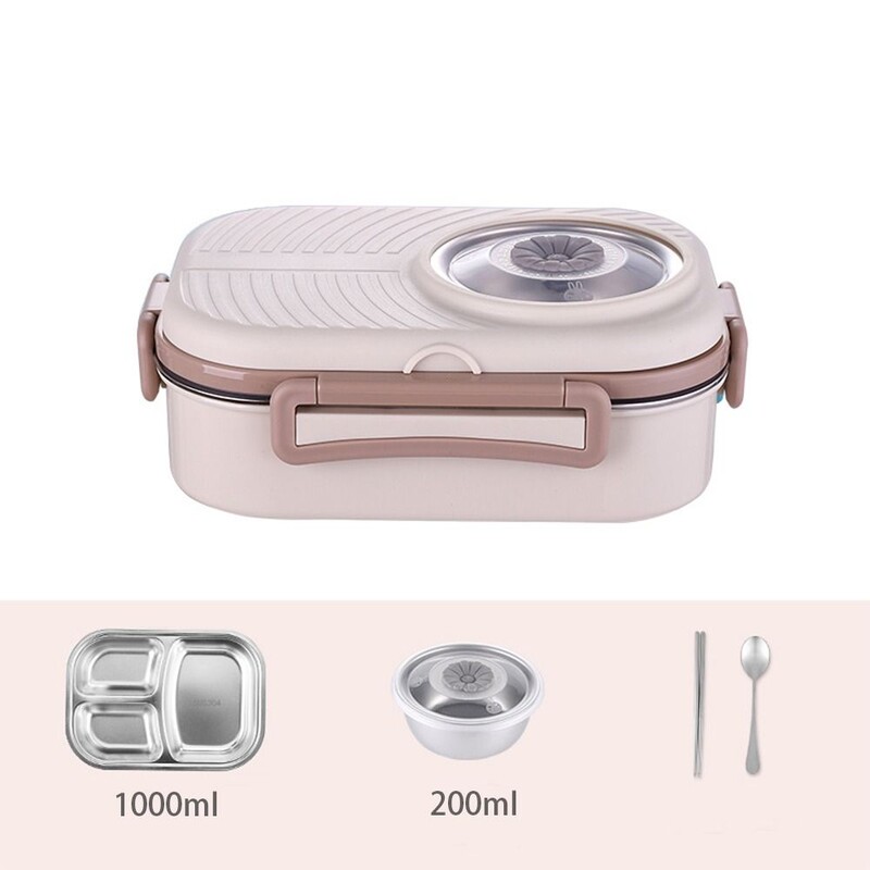 1 kom. Prijenosne Bento kutije Novo 1000 ML sa zdjelom za juhu Posuda za ručak koja se može slagati na jednu drugu Posuda za užinu od nehrđajućeg čelika 304 za odrasle